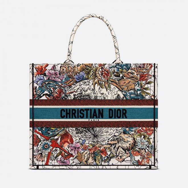 Dior Book Tote in Latte Multicolor Dior Constellation Embroidery, $5,200, Dior
