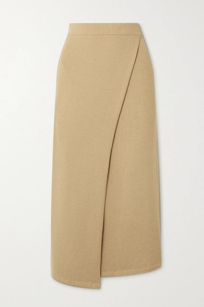Wrap-Effect Stretch-Cotton And TENCEL-Blend Midi Skirt, $225, Vince at Net-a-Porter