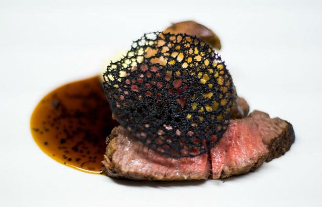 Juicy wagyu beef served on a luxurious bed of  warm foie gras and perfumed with autumn truffles. Photo: Lewin Terrace