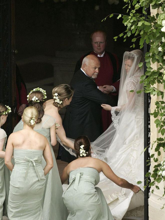 When Autumn Kelly married the Queen's grandson, Peter Phillips, on May 17, 2008, her father, Brian Kelly, walked her down the aisle at Windsor Castle.

Photo: Getty