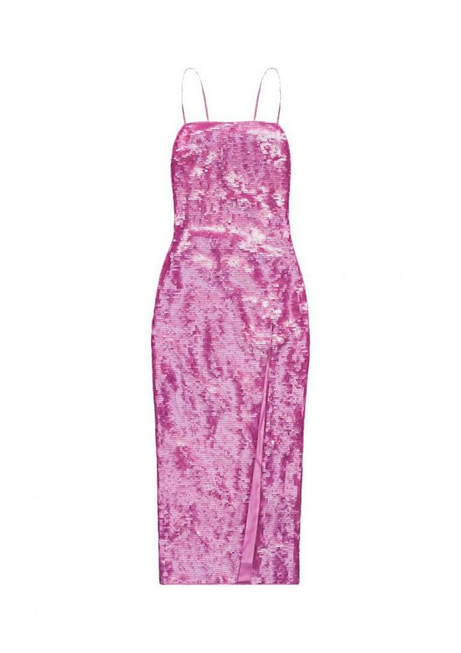 Recycled polyester and elastane slip dress, $159
