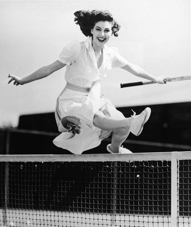The actress pictured jumping over the net in 1940
Photo: Getty