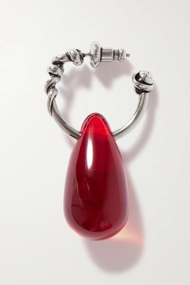 Silver-Tone Glass Single Hoop Earring, $496, Alexander McQueen at Net-a-Porter