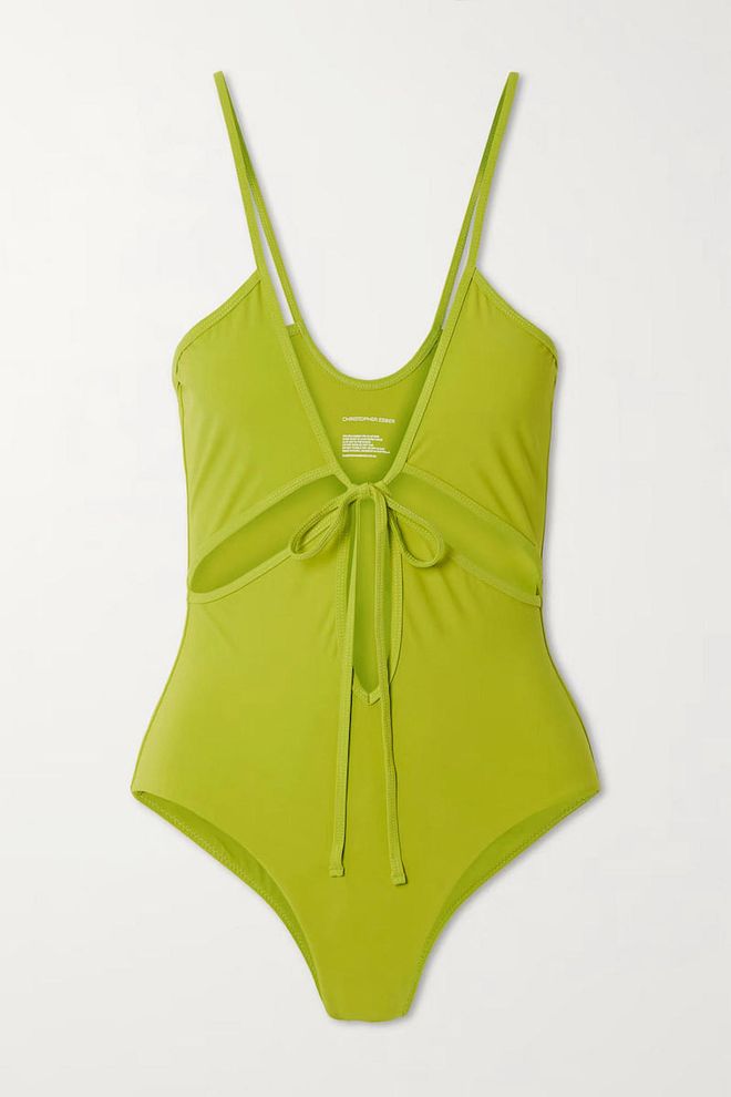 Tie-Front Cutout Swimsuit, $261, Christopher Esber at Net-a-Porter
