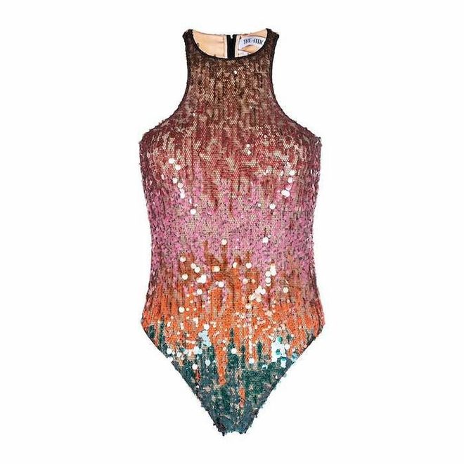 Sequin-Embellished Sleeveless bodysuit, $2,189, The Attico at Farfetch
