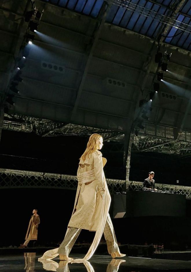 Riccardo Tisci, who cited India as one of his inspirations, featured sari drapes on trench coats at Burberry.