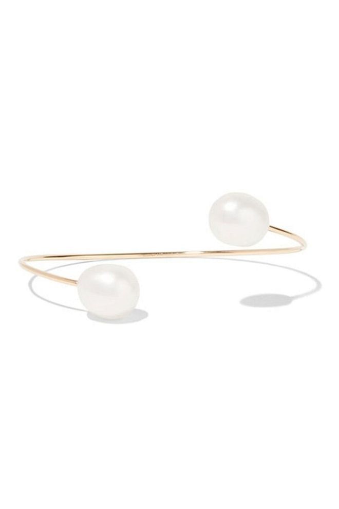 Try wearing this Mizuki bangle on your upper arm with a sleeveless dress for minimalist accessorising. 