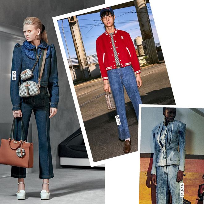 Pre-fall 2020 saw the resurgence of good old dependable denim, interpreted in ways both new and old. Tory Burch and Michael Kors both looked to the ’70s—tailored, boxy and worn with silk scarves and knits at the former; at the latter, paired with indigo suede and tan leather extras. Fendi and Balmain had the ’80s on their minds, resulting in statement shoulders, nipped waists and even acid wash.