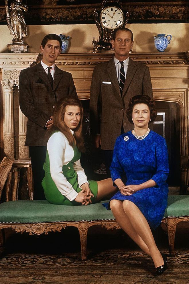Prince Charles, Prince Philip, Princess Anne, and Queen Elizabeth II pose for a family portrait at Sandringham House, Her Majesty's country home near Norfolk, England. The photo was taken ahead of their royal tour to Australia and New Zealand.
