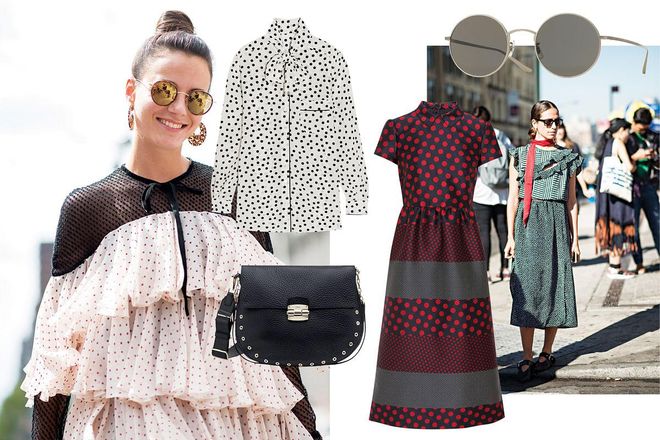 Real way: Add some flair with ruffles or Go for a pop 
of contrast with red | Get the look: Sunglasses, $525, Oliver Peoples x The Row. Bag, Furla. Shirt, Dolce & Gabbana. Dress, Red Valentino.