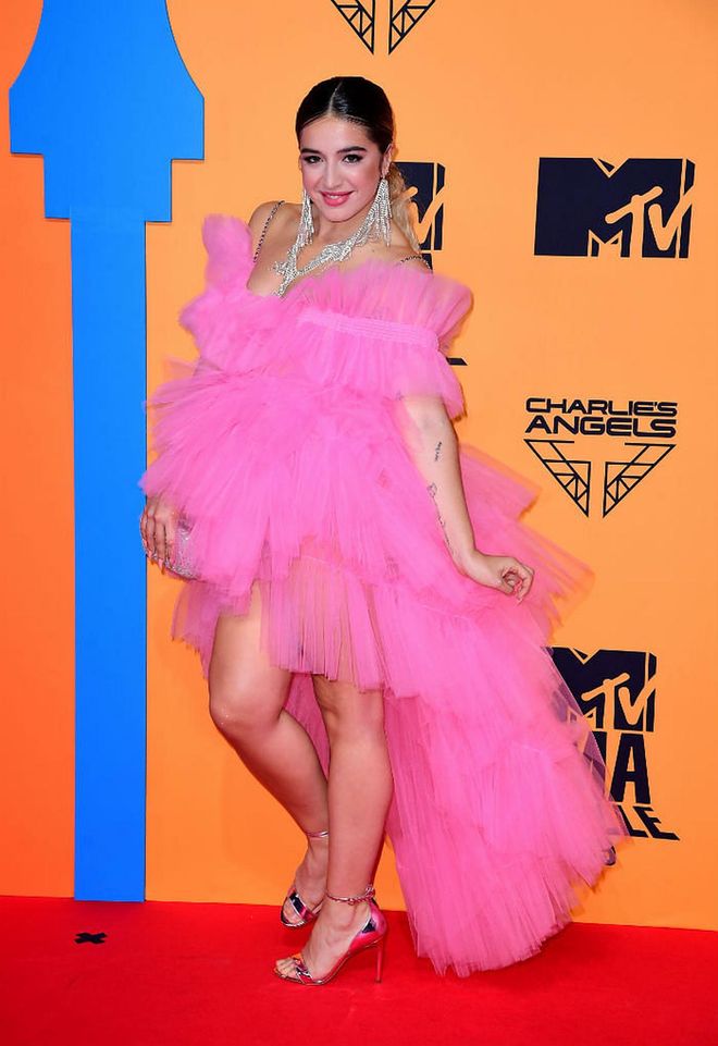 Lola Indigo wears a pink tulle gown.

Photo: Getty