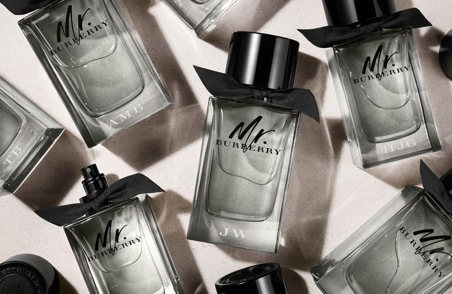 Mr. Burberry’s perfume bottle, in 100ml and 150ml, can be personalized with a monogram, up to three-letter initial.