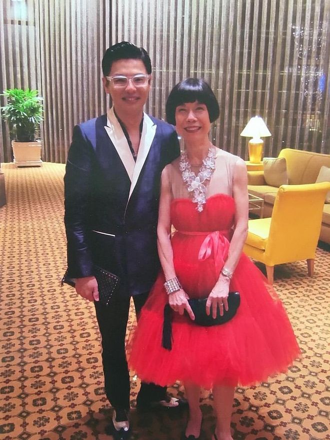 Kenneth Goh and his mum in a dress from H&M X Lanvin collab 
