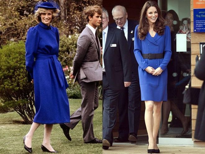 Diana in Wanganui, New Zealand during the Royal Tour of New Zealand in 1983; Kate gives her first public speech at East Anglia's Children's Hospices in 2012.
