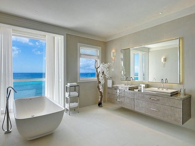 Set on Barbados' Platinum Coast, Bonita Bay has custom ensuite bathrooms in four of the six bedrooms. Guests can enjoy a soak in the bath while looking out onto the ridiculously clear blue sea and white sands of Prospect Bay.