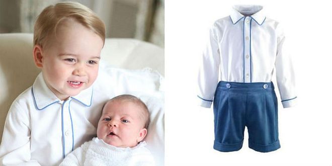 Prince George could be the lead model for this London-based childswear designer, seen in the eponymous Rachel Riley cord short and shirt set for a portrait with then-baby sister, Charlotte. Photo: Getty