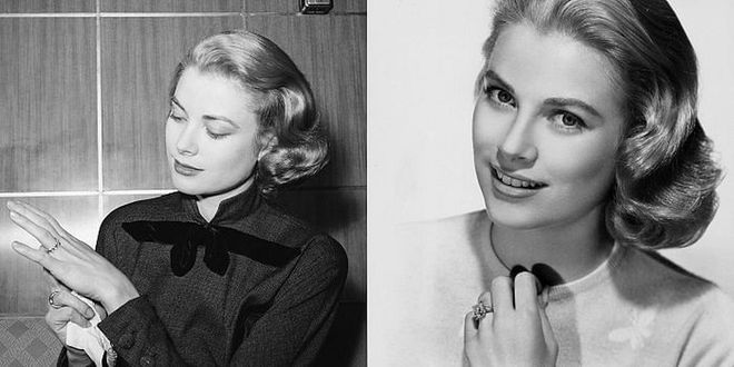 Rainier III of Monaco proposed to Grace Kelly with a Cartier eternity band made of rubies and diamonds, but exchanged it for a bigger diamond from the same brand (featuring a 10.47 carat emerald-cut stone) when he realised that he hadn't ascribed to the traditional "go big or go home" way of life. Fun fact: Grace's family had to fork over a dowry of $2 million for the wedding. Photo: Getty 