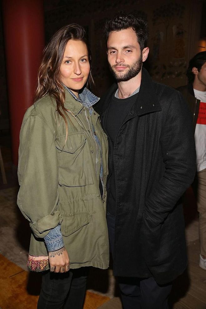 Gossip Girl actor Penn Badgley wed his longtime love, Domino Kirke, in a small civil ceremony this past June. Kirke's sisters, Girls actress Jemima Kirke and Mozart in the Jungle star Lola Kirke were in attendance. The two began their romance in 2014, after Badgley split from ex-girlfriend (and daughter to 2017 bride Lisa Bonet) Zoe Kravitz. Photo: Getty 