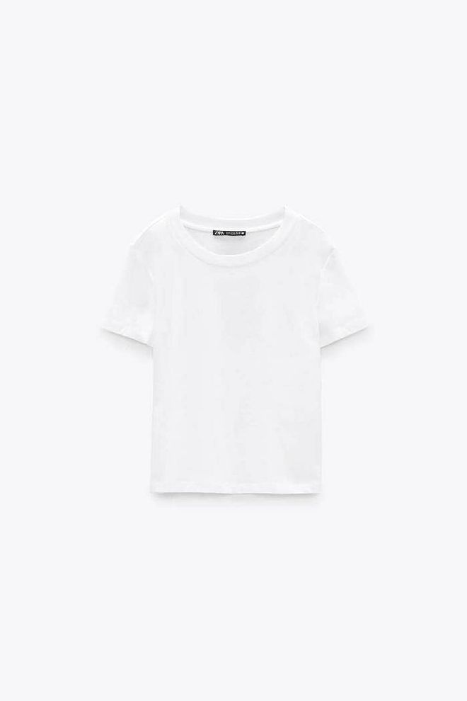 Short Sleeve T-Shirt With A Round Neckline, $19.90, Zara