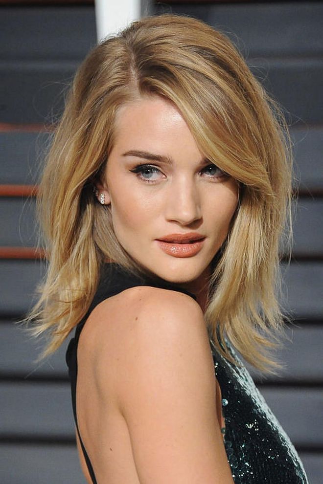 The style: Rosie Huntington-Whiteley was one of the first to champion the choppy 'lob' cut, courtesy of her hair stylist George Northwood. Photo: Getty
