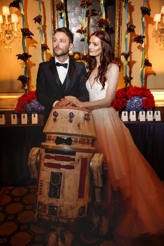 Lydia and Chris' nuptials were a true combination of everything they love: from Dr. Who to Star Wars, Western duds and Blue Star Donuts all set in a lavish ballroom with hundreds of red roses. After their undeniably personal nuptials, Lydia penned a love note to Chris on her Instagram which read: "I love you, and I will love you until I die, and if there's a life after that, I'll love you then too." Photo: Lara Porzak
