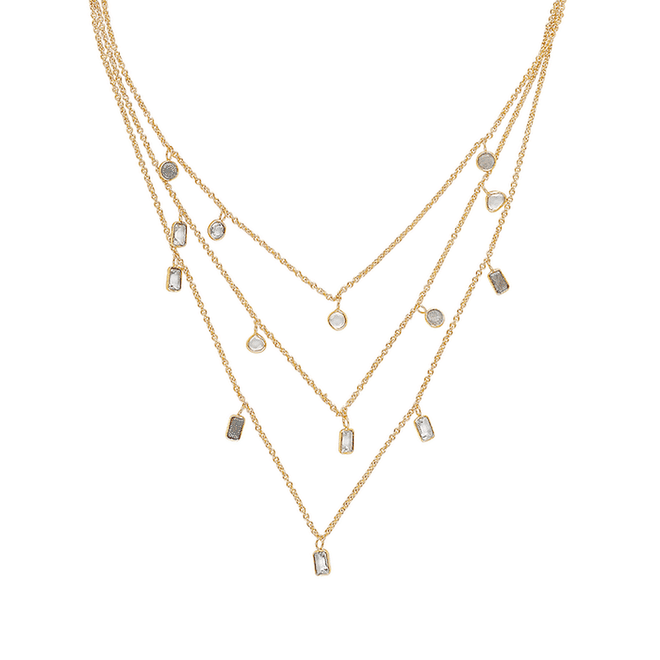Gold Triple Layer Colette Gemstone Necklace, $159, By Invite Only