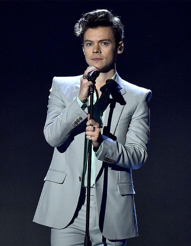 When he wore this powder blue Givenchy suit by Clare Waigth Keller at the Victoria's Secret catwalk in 2017 and stole our hearts (again).