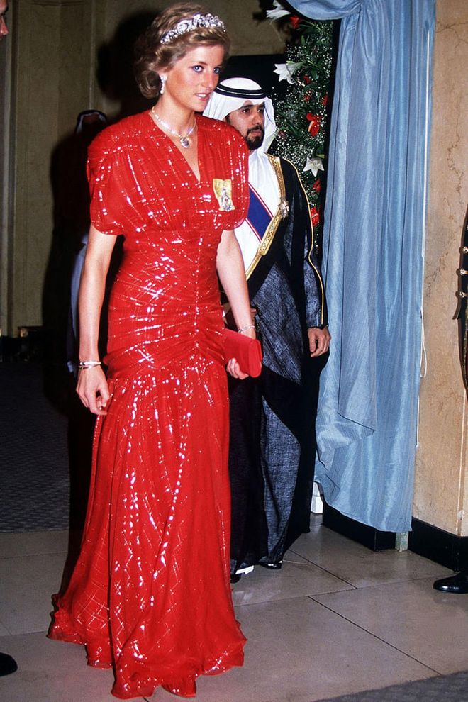 It might not be your first guess, but red was definitely one of Princess Di's best colours. Photo: Getty 

