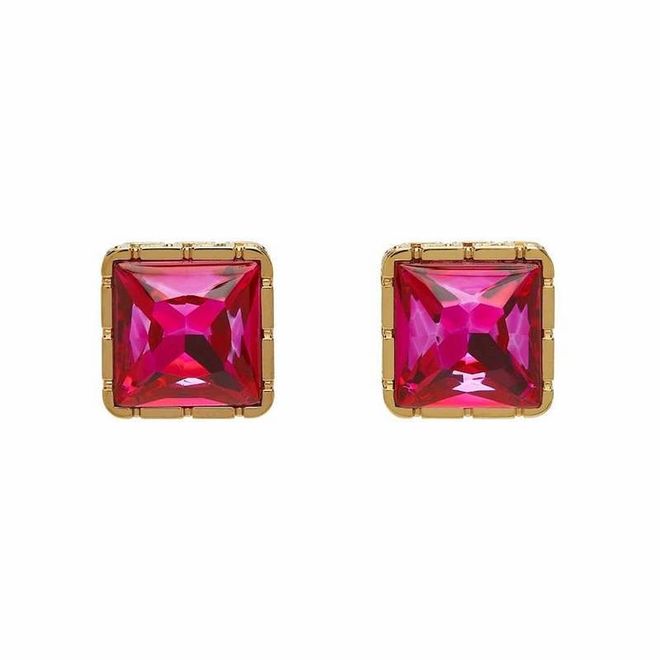 Pink & Gold Crystal Earrings, $683, Versace at SSENSE
