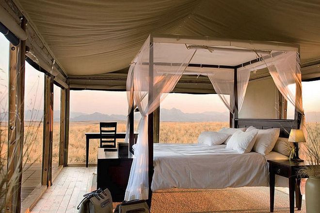 Wildlife fans will be enchanted by 360 views of the desert and roaming wildlife of the NamibRand Nature Reserve. The lodge is so far from any human centre that there is no light pollution meaning the night skies are among the darkest on Earth; guests can marvel at the uninterrupted starry skies from a luxury private chalet.