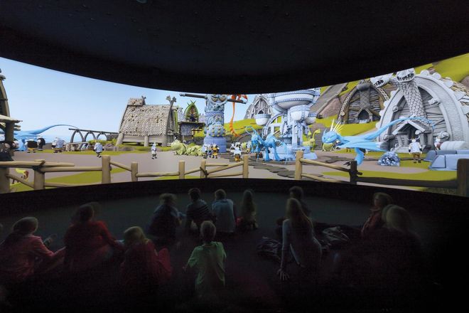 The Dragon Flight, a 40-foot diameter, 180-degree panoramic screen