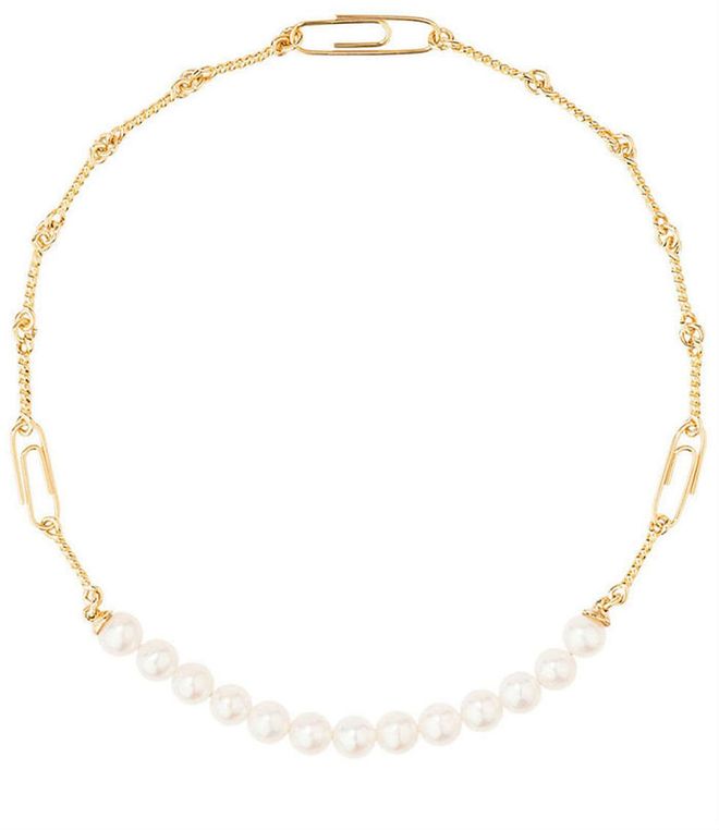 Pearl and gold choker; $585, shopBAZAAR.com
