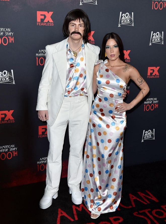 Peters and Halsey made their red carpet debut as a couple while celebrating 100 episodes of American Horror Story at the Hollywood Forever Cemetery in Los Angeles on October 26, 2019.