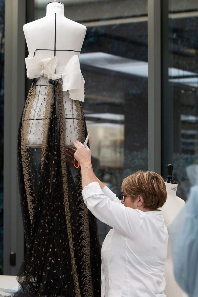 Six artisans worked on the dress, from inception to finish.