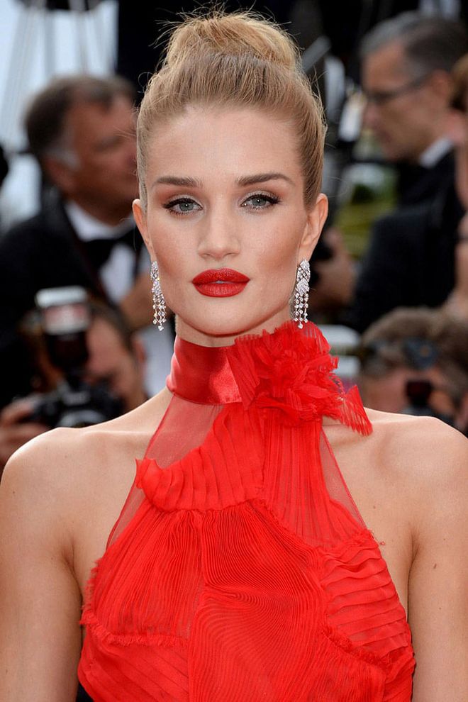 A bright red dress and matching lipstick was picture-perfect for Cannes.
