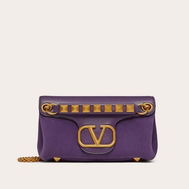 Stud Sign Shoulder bag in nappa and suede leather, $4,000, Valentino
