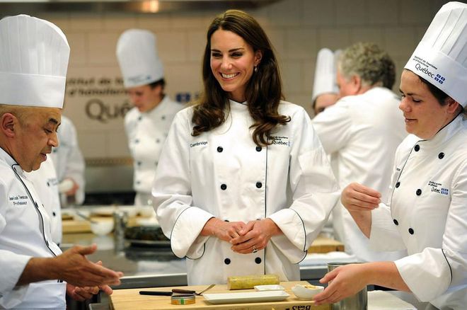 According to Carolyn Robb, chef to the royal family for over a decade, William enjoys having dinner with Kate and the Middletons because they eat together at the kitchen table like a normal family. The duchess seems to have developed a love of cooking (curries, especially) and hosting meals where she personally serves her guests, but Prince William still teases her cooking, proclaiming, "It's the reason I'm so skinny!"

Photo: Getty