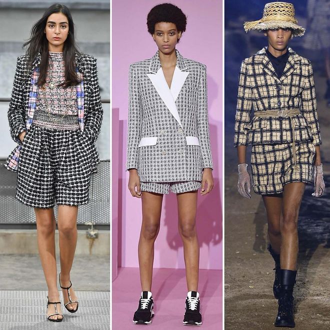 Chanel, Ralph & Russo and Dior presented short and playful suits in printed iterations, which could instantly be taken through the seasons. Team with tights, boots and a knit during the winter or go barelegged with sandals and a T-shirt come spring.