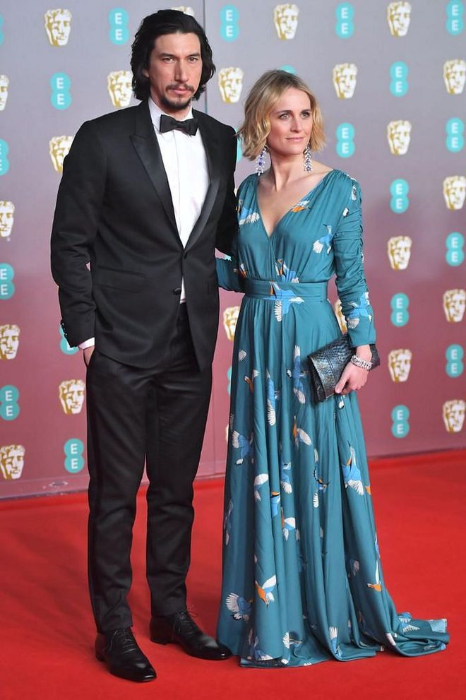 Adam Driver wore a black tux, while wife Joanne Tucker chose a patterned teal look.

Photo: Samir Hussein / Getty