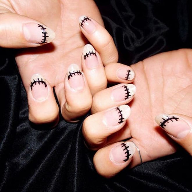 How Frankenstein does French manis, from Alicia Torello (@aliciatnails). 