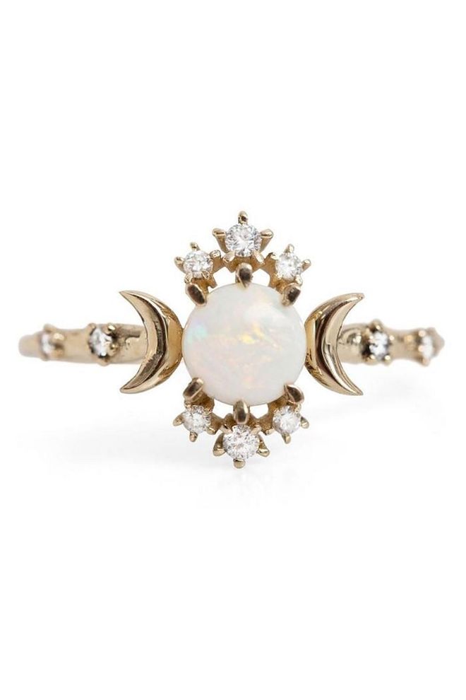 "Wandering Star" ring featuring 14kt gold, opal and diamonds, $1,260, catbirdnyc.com
