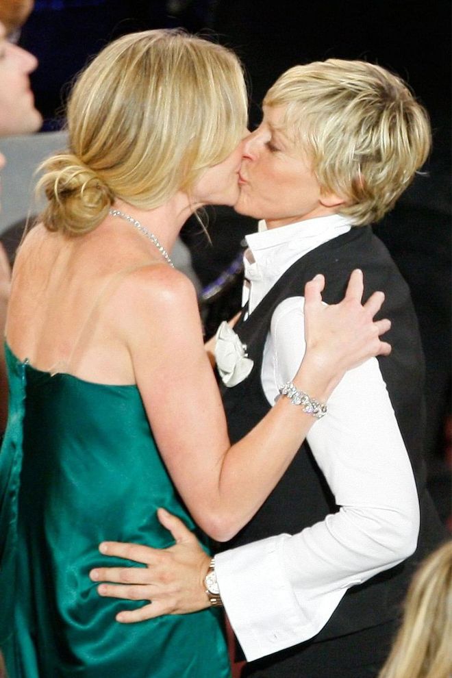 Ellen DeGeneres and Portia de Rossi are no strangers to red carpet PDA—since their 2008 marriage, the couple has supplied us with a portfolio of ridiculously sweet moments. Exhibit A: In 2008, the couple shared a passionate kiss at the 35th Annual Daytime Emmy Awards in 2008 (to be fair, DeGeneres had just won the award for Outstanding Talk Show Host). Photo: Getty