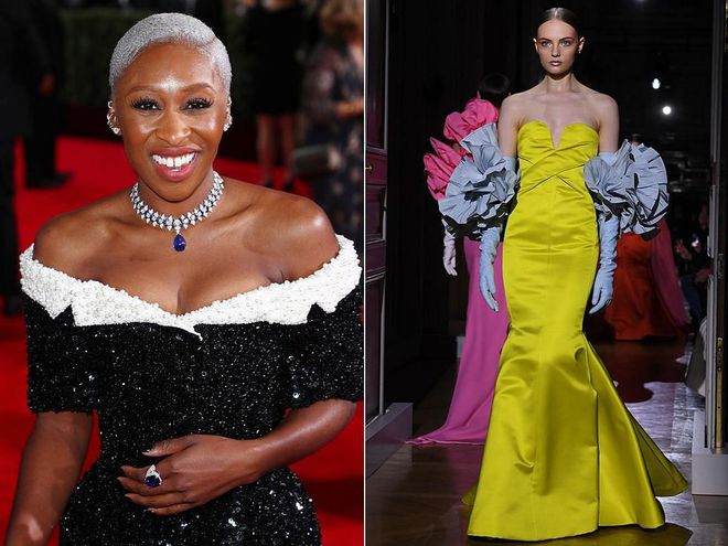 Cynthia Erivo isn't one to shy away from making a statement with her style, which is why we could see her fully embracing this runway look by Valentino, with its bright hue, ruffles and 2020's award season must-have accessory, the opera glove.