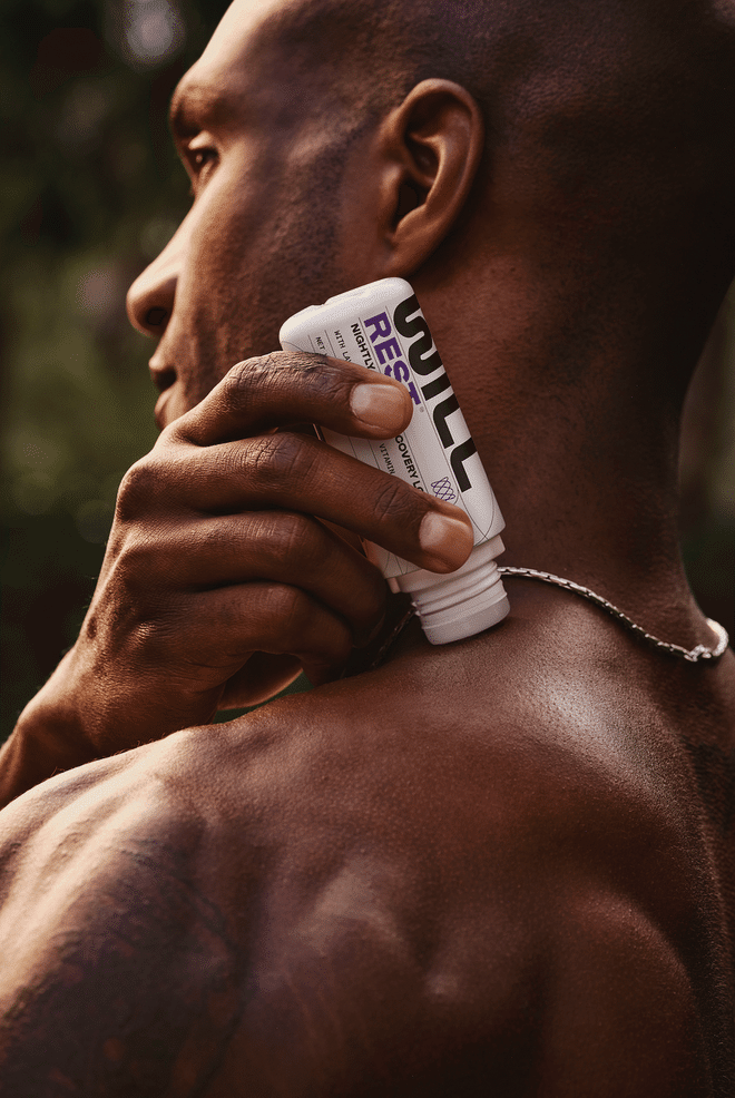 Application of the brand’s Will Rest Nightly Muscle Recovery Lotion in action.

Photo: Will Perform