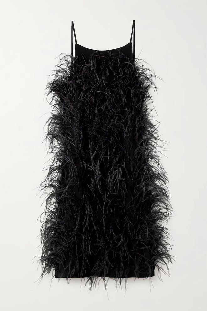 Feathered Stretch-Jersey Mini Dress, $702, Michael Michael Kors at Net-a-Porter
