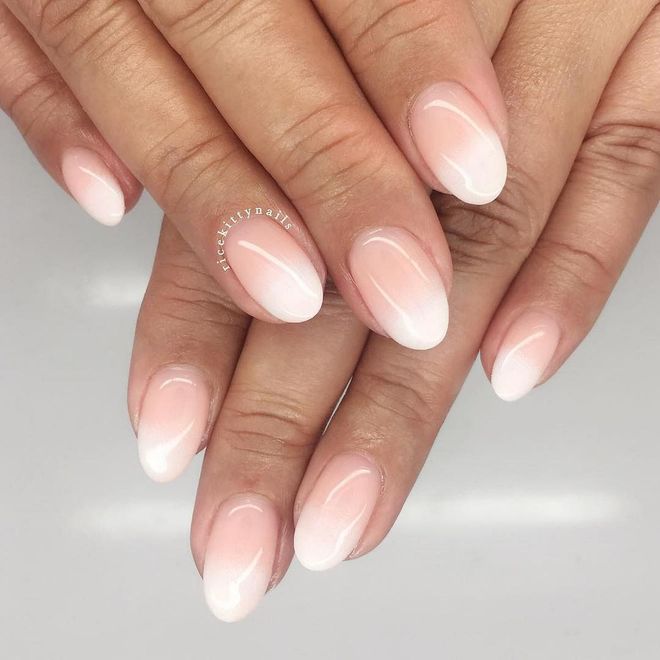The cool-girl way to wear the French manicure. Photo: @ricekittynails