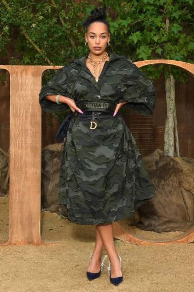 Jorja Smith went for a camouflage-print shirt dress.

Photo: Getty