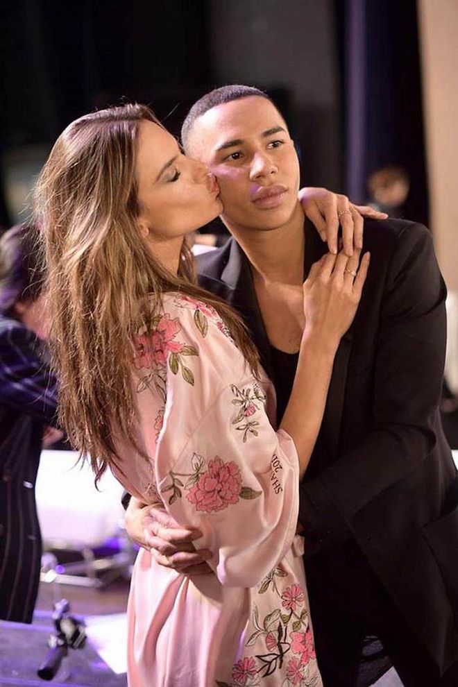 Alessandra Ambrosio and Olivier Rousteing backstage at the 2017 Victoria's Secret Fashion Show.