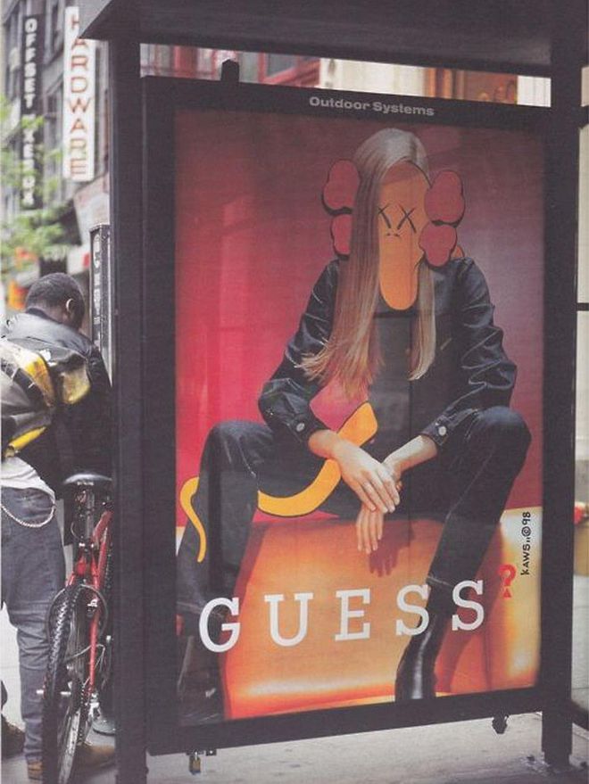 Bendy over a Guess ad. Courtesy