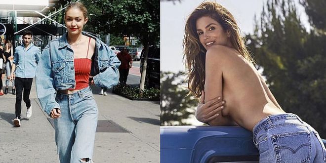 Gigi Hadid and Cindy Crawford in Re/Done Photo: Instagram/Re/Done